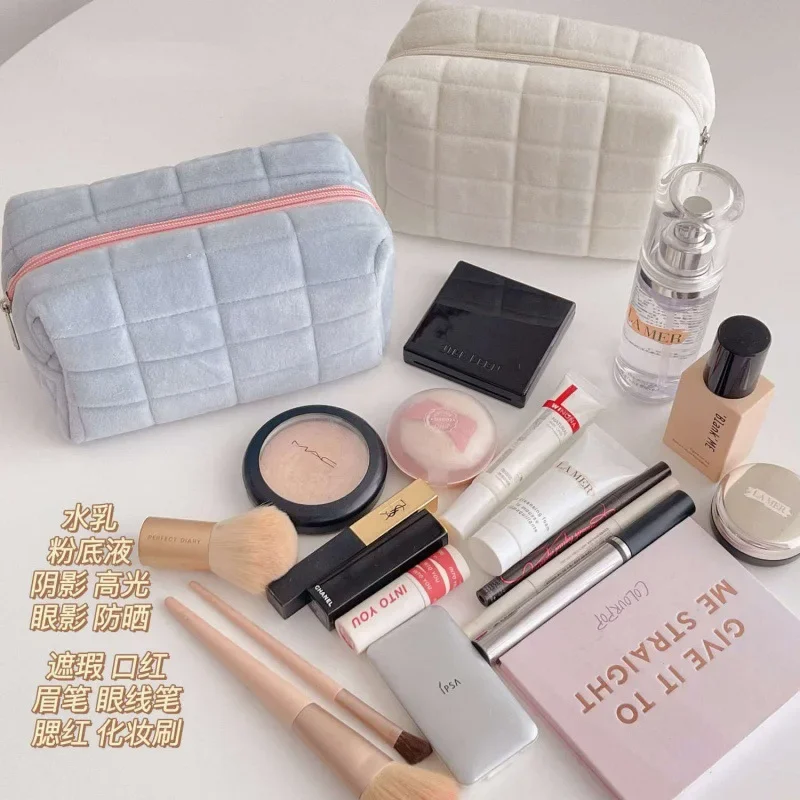 Donne trucco grande capacità peluche sacchetto di immagazzinaggio cosmetico organizzatore borsa cancelleria borsa astuccio portapenne portapenne