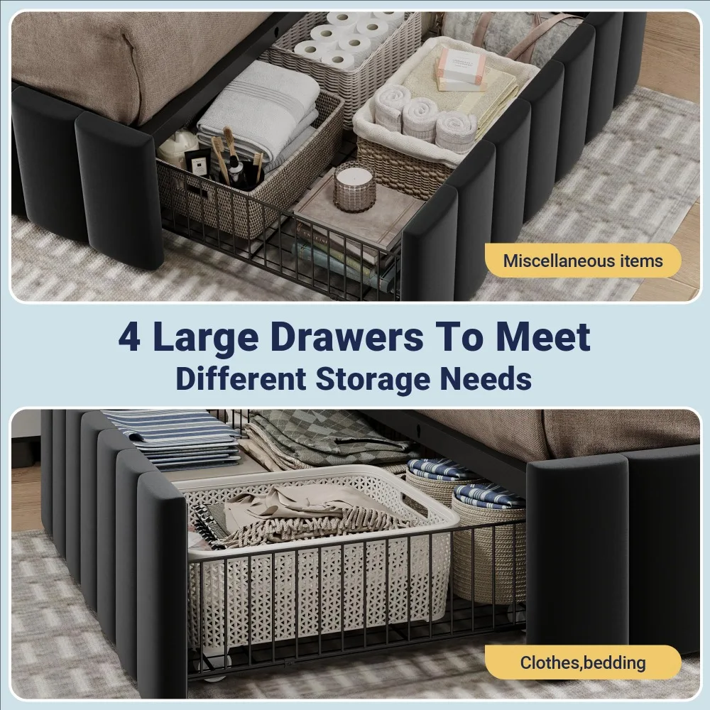 King-Size-Plattformbettgestell – King Size Bed Frame With Storage Drawers Bewertung und Preis