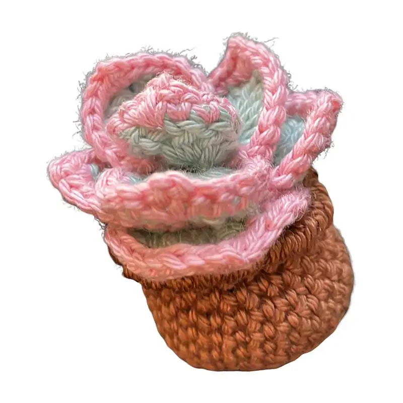 Crochet Plant Car Vent Clip Potted Plant Car Diffuser Vent Clip Car Interior Decor Charm Air Conditioner Outlet Clip For Women