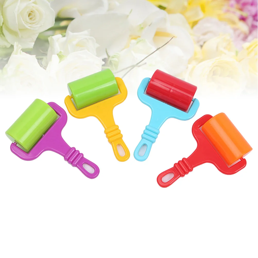 4 stücke Hand Fuß Druck Kit Kunststoff Roller Für Ton Glatte Teig Werkzeug Kinder Keramik Kunst Handwerk Geschenk Ton Nudelholz für Kinder