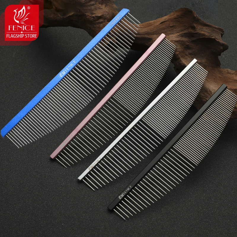 Imagem -03 - Fenice Pet Grooming Single Moon Estilo Pente Estilista Aviação Alumínio Ultra Leve High-end Dog Comb Styling Dog