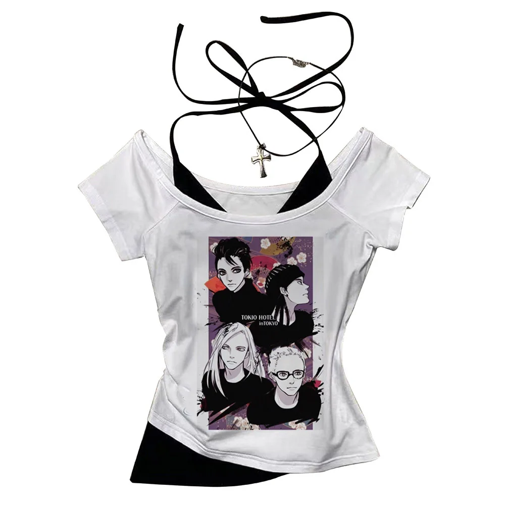 تي شيرت توكيو فندق قصير y2k harajuku gyaru Vintage 2025 للفتيات #3