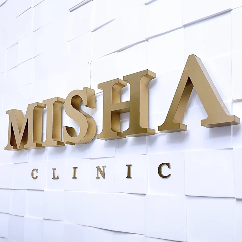 

Factory Wall Sign Decorative Small Mirror Stainless Steel Metal Letters Decor for Business Name Interior Sign