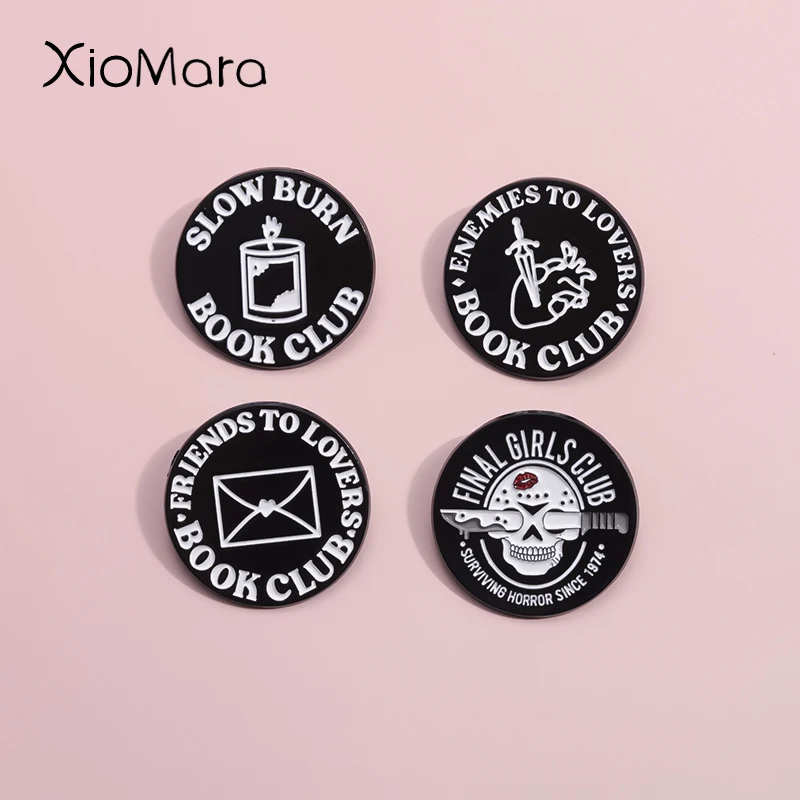 دبابيس نادي كتاب المينا للأصدقاء ، نادي كتاب حرق بطيء ، حقيبة ظهر طية صدر السترة ، شارات ، هدايا مجوهرات #1