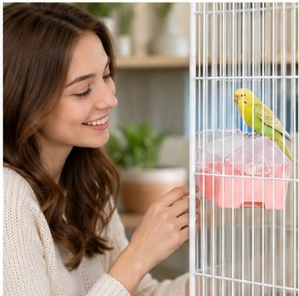2Pcs Bird Cage Bath Tub Transparent Hanging Drawer Design Multipurpose Bird Bath Water Bowl Food Container for Parakeet Conure