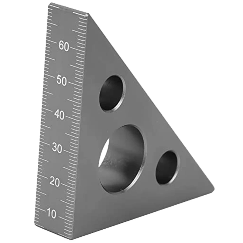 

45/90 Degree Aluminum Alloy Inch Triangular Ruler Woodworking Square Ruler Multifunctional Tool