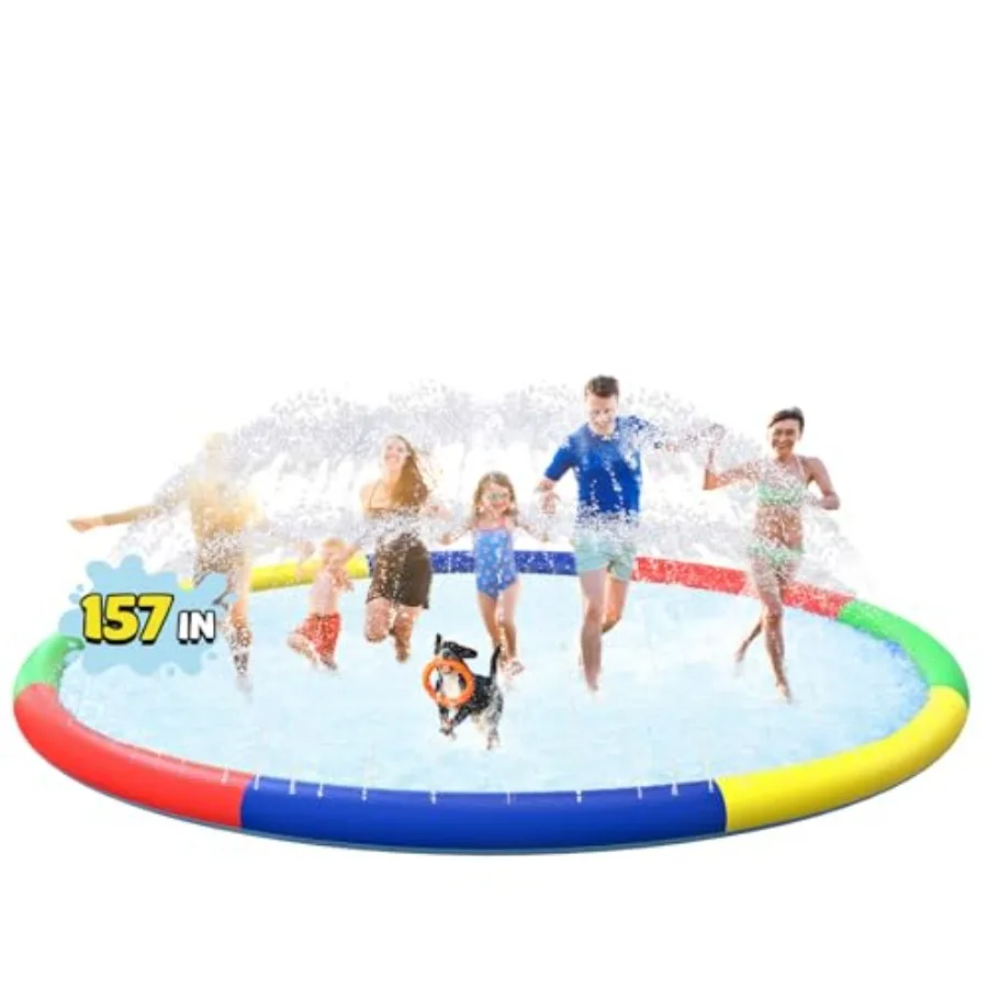 

Большой водный игровой комплекс (3 фута) для детей 4-8 лет, с нескользящими крупными распылителями, для двора, сверхпрочный, синий, для улицы