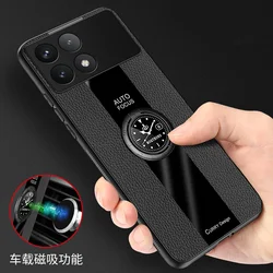 Per POCO X6 Pro custodia supporto magnetico Cover per telefono per Xiaomi POCO X6 X5 pro Funda Luxury PU Leather Ring Capa paraurti antiurto