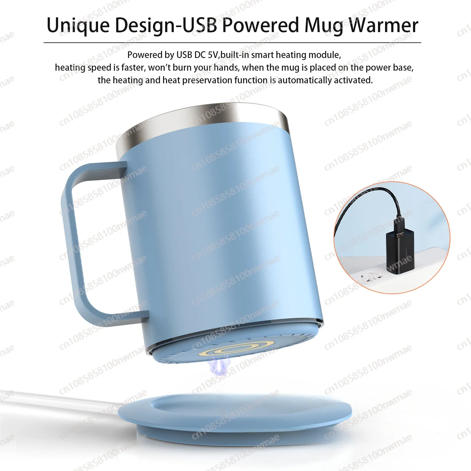 Coffee Cup Double-layer Stainless Steel Heated coffee cup with Heated Coaster and Constant Temperature CUp Set