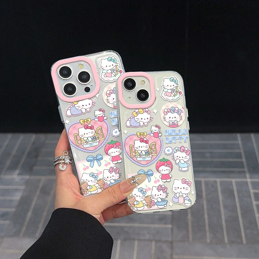 Hello Kitty Clear Space Phone Case for Oppo A2 A3 A9 A5 A16 A53 A55 A60 A72 A76 A78 A92 A92S A74 A97 A98 Pro 5G Transparent