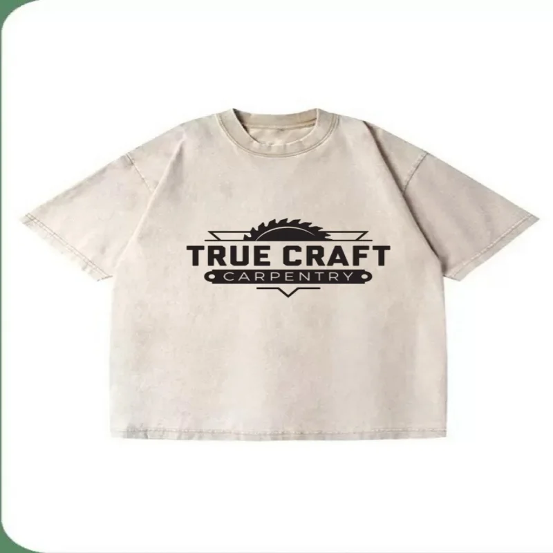 

Summer Basic T-shirt 230g Heavy Weight Cotton Washed Texture Round Neck Loose Fit Men Short Sleeve Top