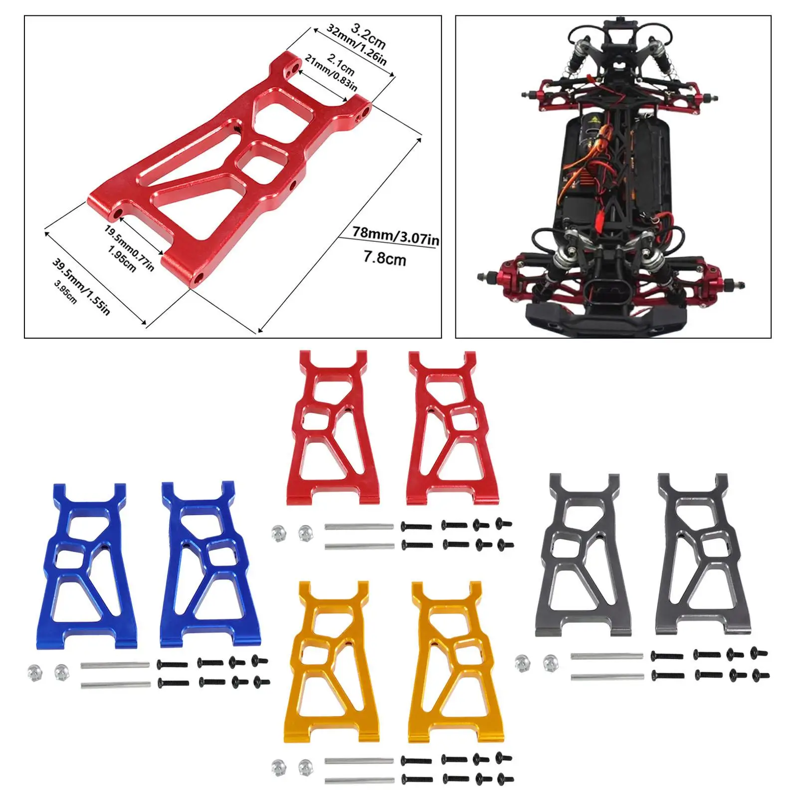 Juego de brazo inferior delantero de Metal 1/10, brazo oscilante delantero para modificación DIY de coche RC