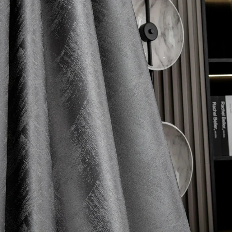

Modern Fashion Gray Precision Jacquard Luxury Curtain for Living Room Bedroom Blackout Window Decoration Dining Satin Elegant