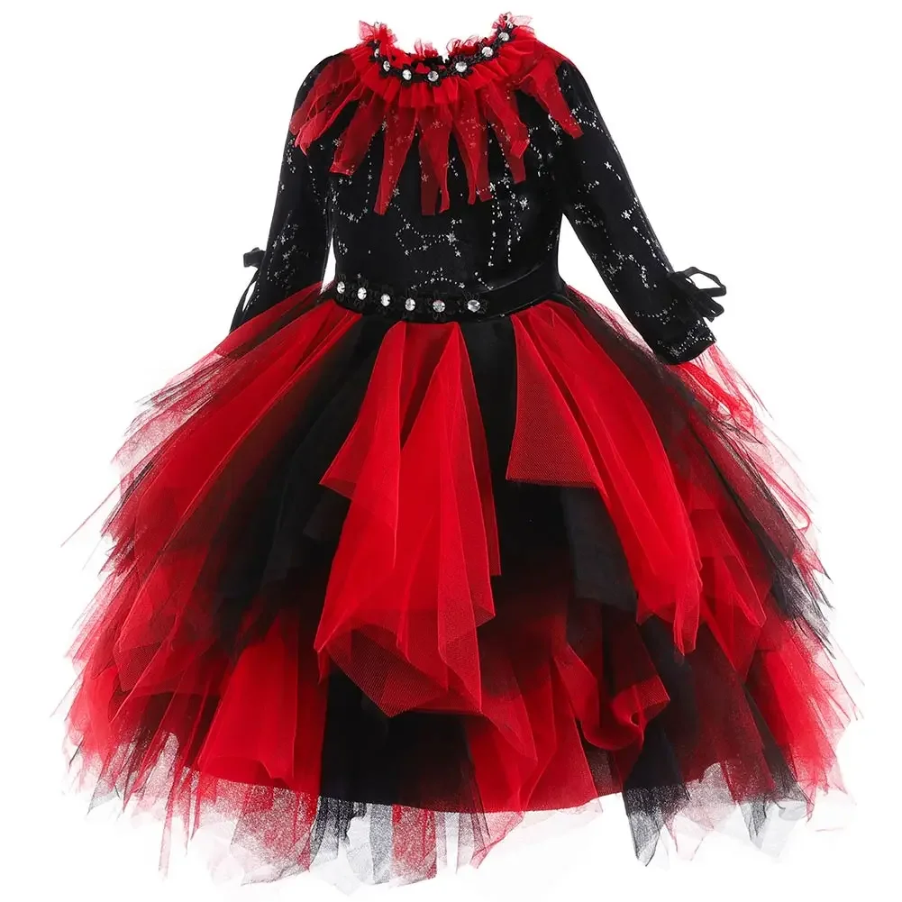 Horror Vampire Cosplay Fantasy Child Girls Dress Scary Stage Witch Costume Disguise Kids Roleplay Fantasia Outfits Halloween