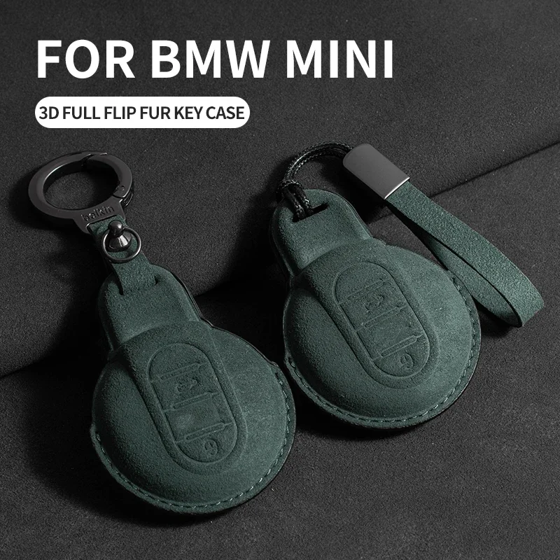 

Suede Car Remote Key Fob Cover Case Holder for BMW MINI COOPER S ONE JCW F54 F55 F56 F57 F60 CLUBMAN COUNTRYMAN Leather Keychain