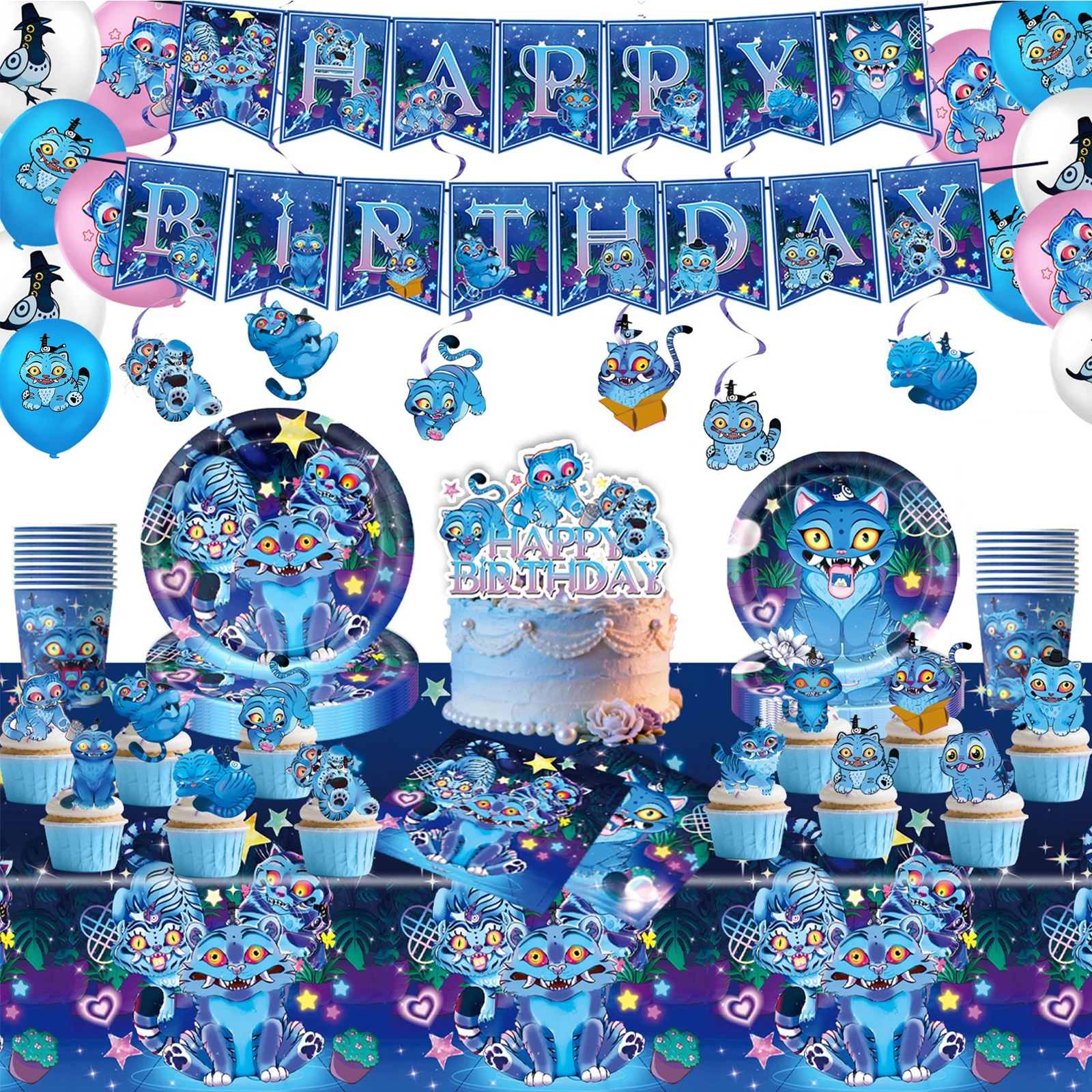 

Kpop Birthday Party Decoration Set for Kids 101 pcs Includes Banner Balloons Tablecloth Paper Dishes & Cups Cake Socket & Flag