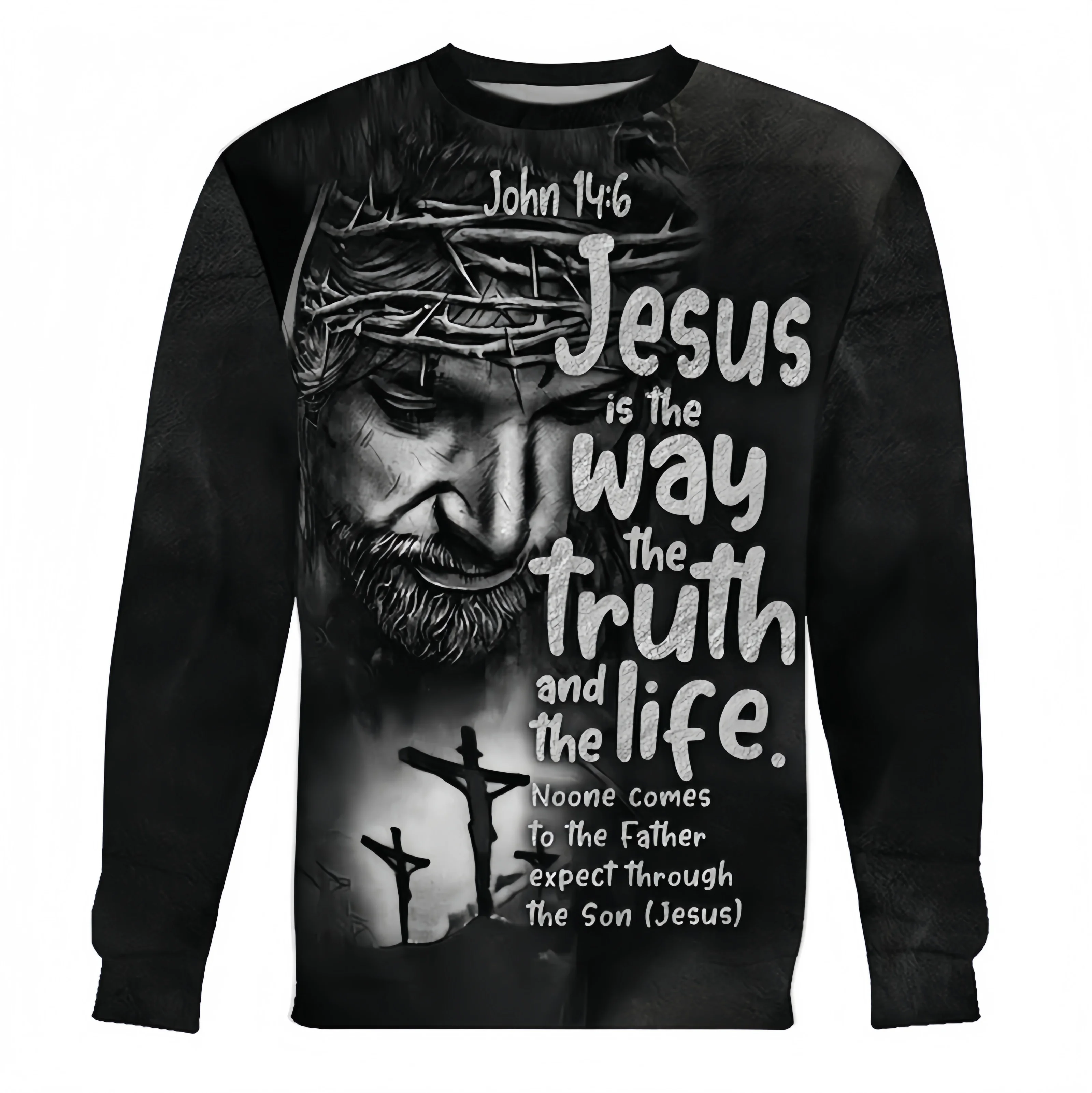 

Men's Cross Jesus Graphic 3D Printed Hoodless Sweatshirt Autumn Casual Loose Breathable Round Neck Hoodies Unisex Oversized Tops