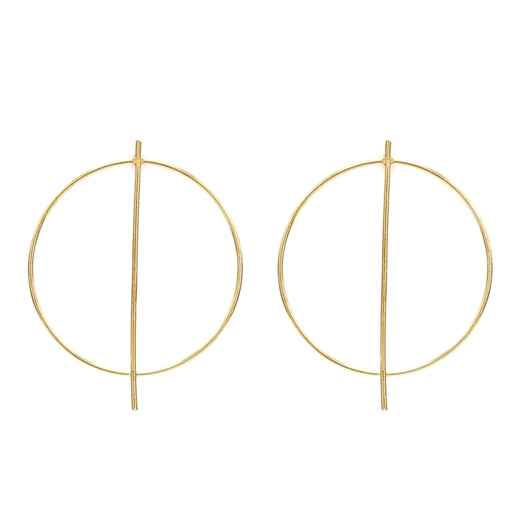 Simple Gold Metal Big Circle Hoop Earrings for Women Korean Fashion Girl's Geometric Large Earrings 2023 Trending Jewelry