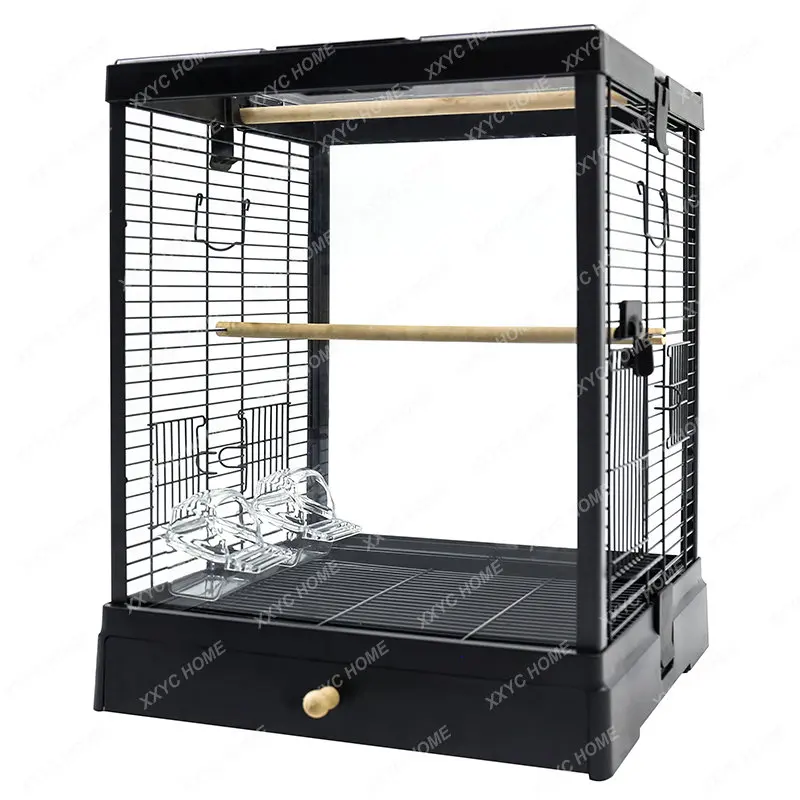 

Bird Cage Parrot Cage High Transparent Panoramic Glass Villa Household Cage Accessories Complete Collection Tiger Skin Peony