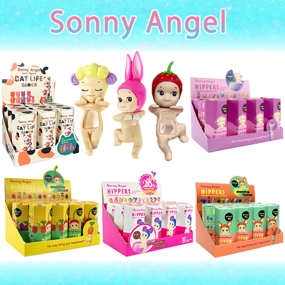 1-12pcs Sonny Angel Hippers Mystery Box Blind Box Lying Down Angel Series Anime Figures Toys Cute Cartoon Surprise Box Guess Box