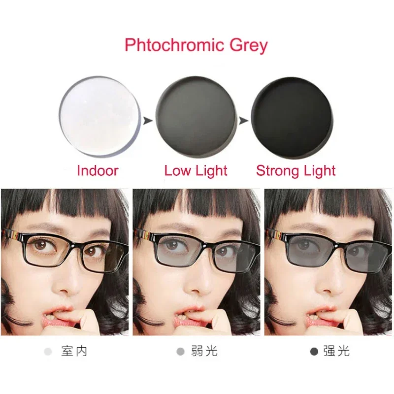 2pcs,1.56 1.61 1.67 Photochromic Progressive Lens Glasses Myopia Presbyopia Prescription Optical Multifocal Glasses Lenses