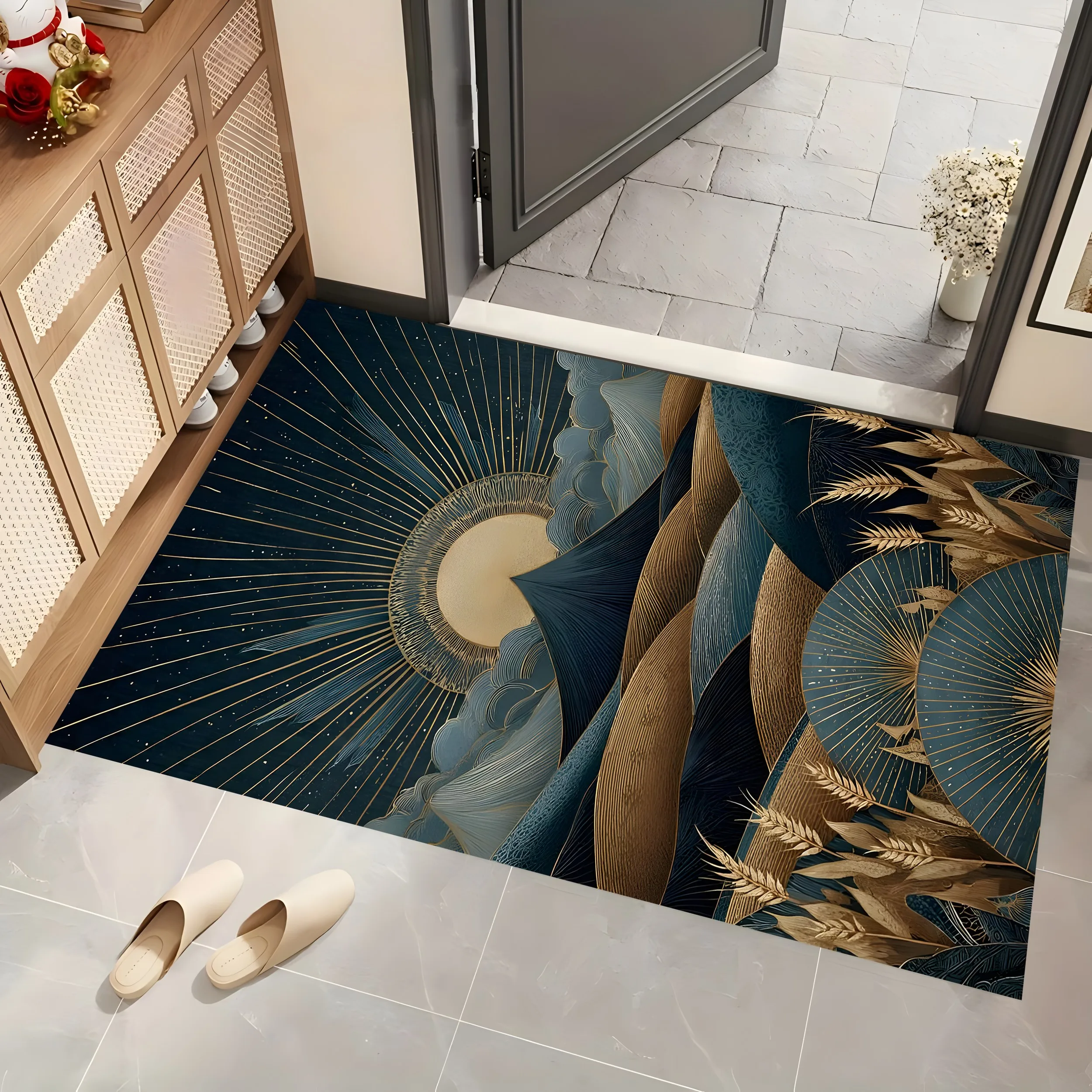 2D Large Carpet Abstract Sun Mountain Wheat Light Luxury for Living Room Bedroom