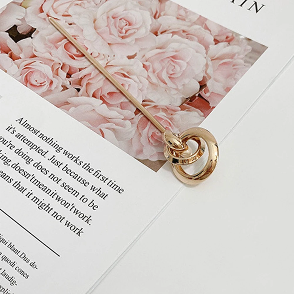 Women Disk Hair Temperament Round Ball Hollow Simple Hair Fork Metal Hairpins Hair Sticks Hair Accessories