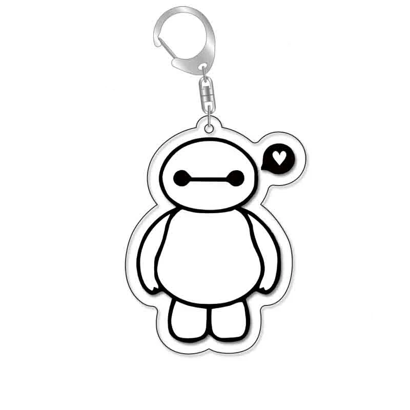 MINISO-Porte-clés en acrylique avec pendentif pour sac à dos, accessoires de dessin animé, cadeaux de Noël, grand fore6 Hiro Hamada Baymax Wasine-ty