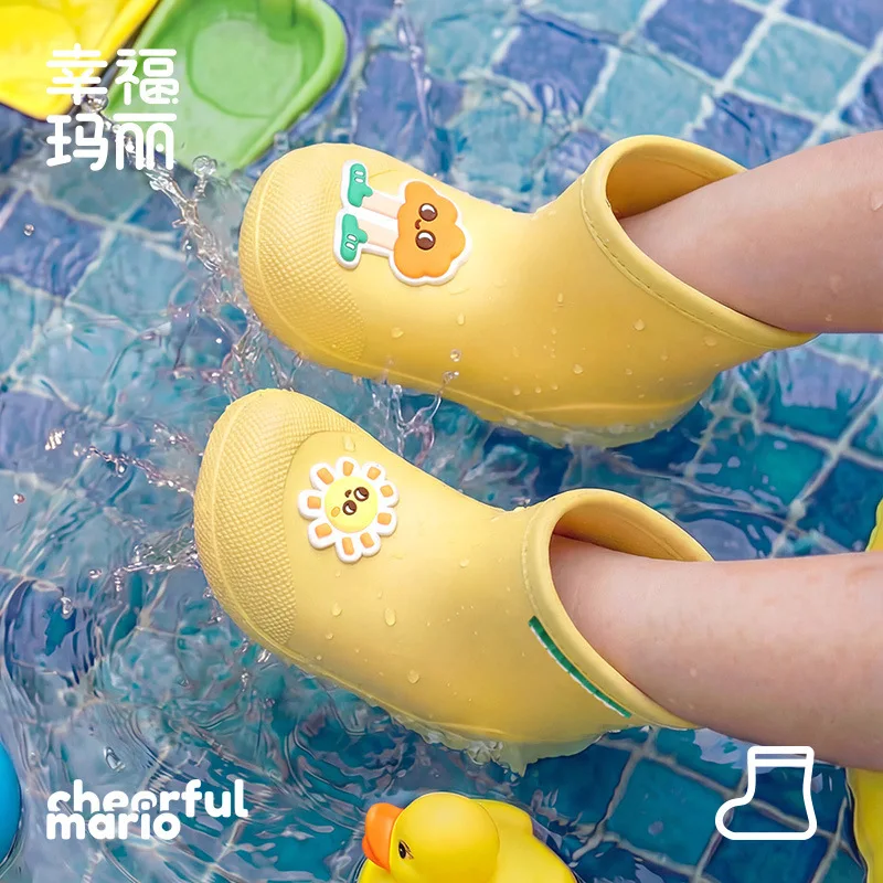 2026 New Cartoon Mid Tube EVA Rain Boots Non Slip Waterproof Lightweight Outdoor Daily Wear Rain Footwear Toddler School Kids