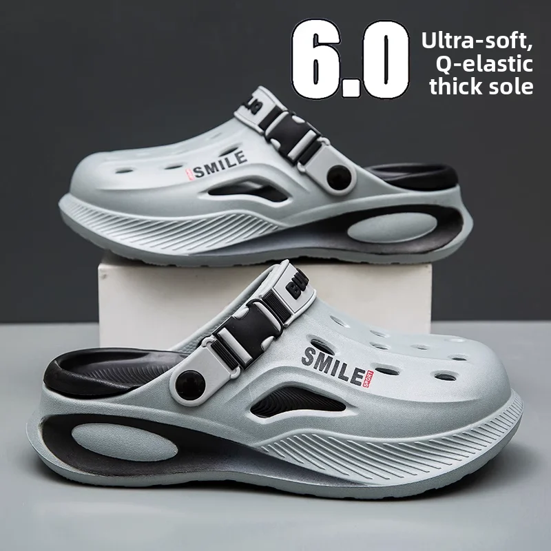 

Мужские летние уличные сандалии, противоскользящие тапочки, пляжные спортивные oes, дышащие слипоны из ЭВА, Thi Bot на низком каблуке