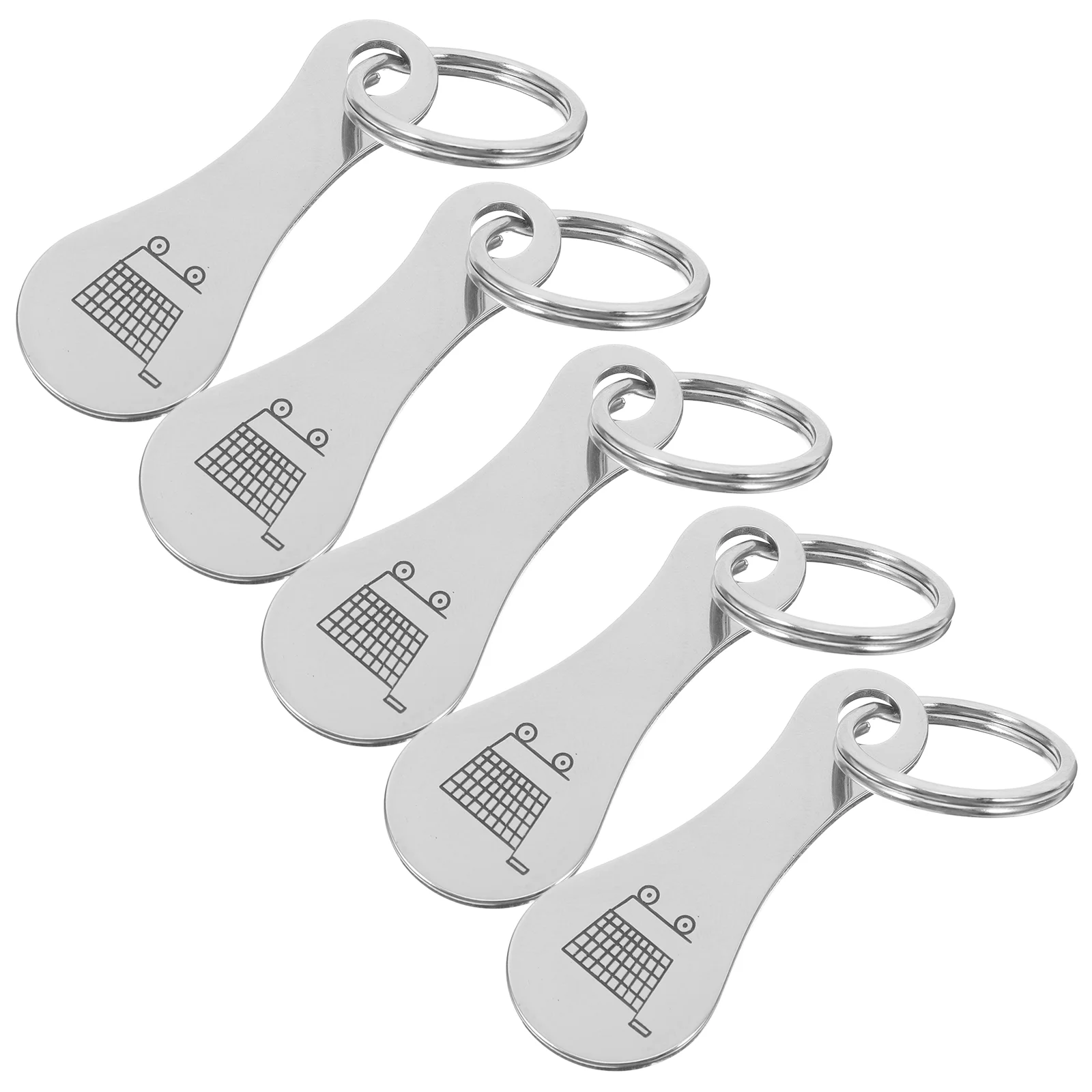 

5pcs Metal Cart Key Shopping Trolley Tokens Key Ring Handy Quarter Holder Keychain For Grocery Shopping Stylish Accessories