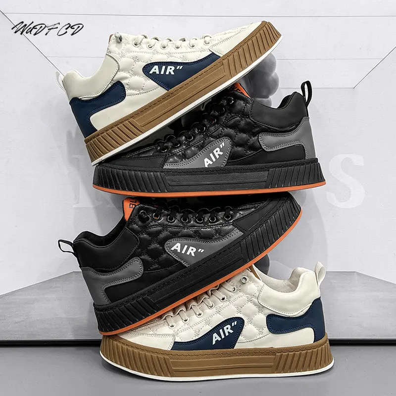 Sneakers Casual Men Winter Plush Board Shoes Fashion Microfiber Leather Upper Height Increased Flat Platform Running Shoes