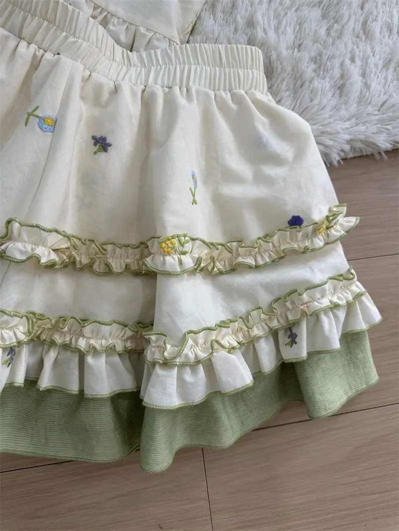 Vrouw Kleding Jurken 2-delige set Zomer Vintage Bloemenprint Kawaii Top + Minirok Japanse Harajuku Sexy Fairycore Jurk Chic