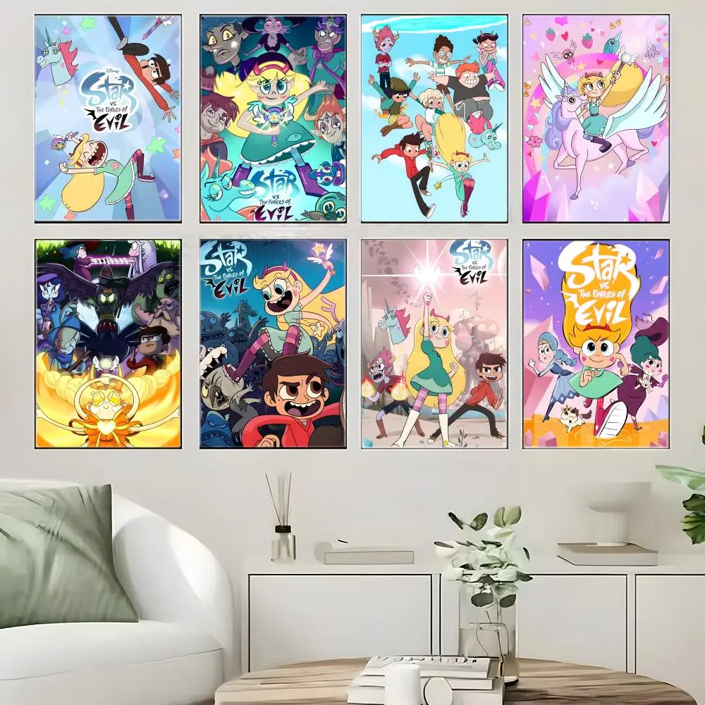 Anime S-Star Vs the Forces of Evil Poster Self-adhesive Art Waterproof Paper Sticker Coffee House Bar Room Wall Decor