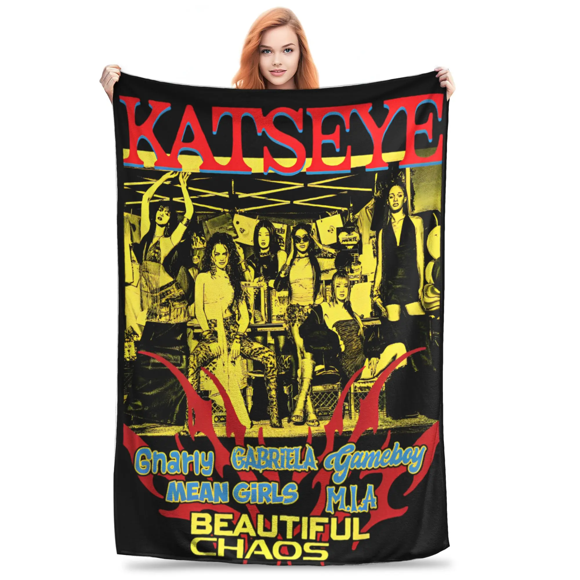 

Katseye Gnarly Gabriela Blanket Beautiful Chaos Tracklist Flannel Throw Blankets Air Conditioning Decoration Soft Warm Bedsprea,