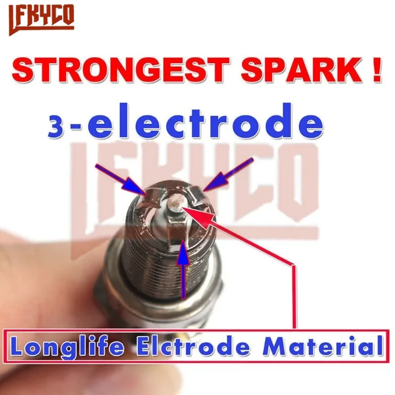 1/2/3/4/5PCS 3 Electrode A7TC/C7HSA Iridium Spark Plug Ignition Candle for GY6 50CC 70CC 90CC 125CC 150CC ATV Sparkplug Cap Moto