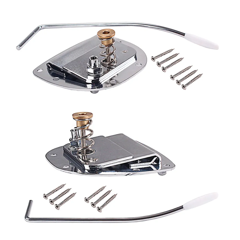 1Set Electric Guitar Bridge Tailpiece Ga426 Tremolo System for Jazz Master Replacement Parts Silver Durable Adjustable