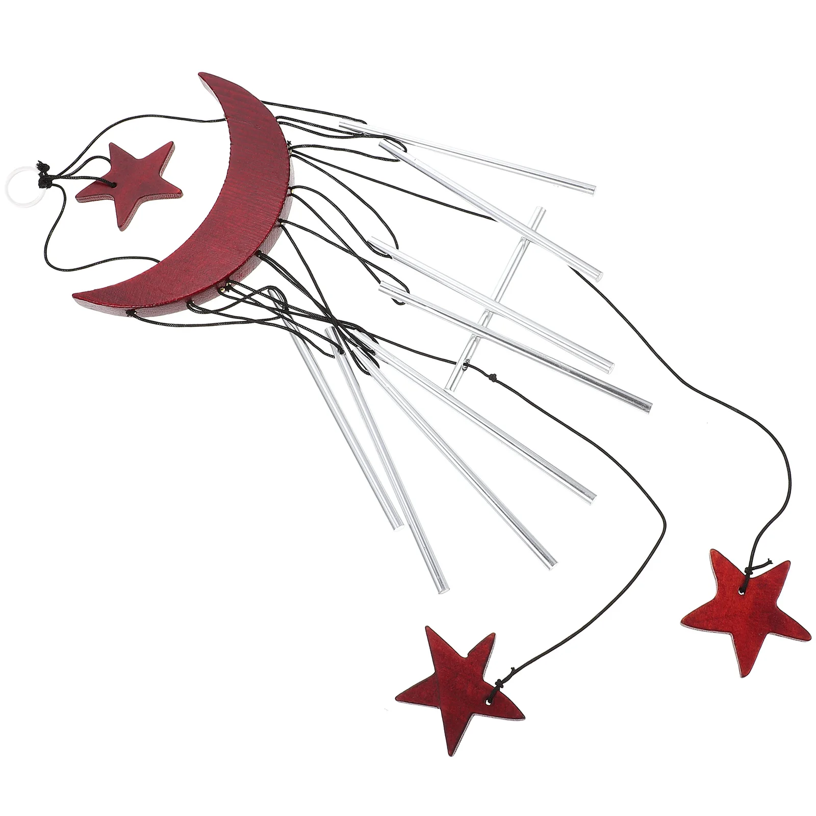 

1Pcs Solid Wood Moon Wind Chime Simple Hanging Ornament for Home Yard Garden Balcony Outdoor Decorative Wind Bell Pendant