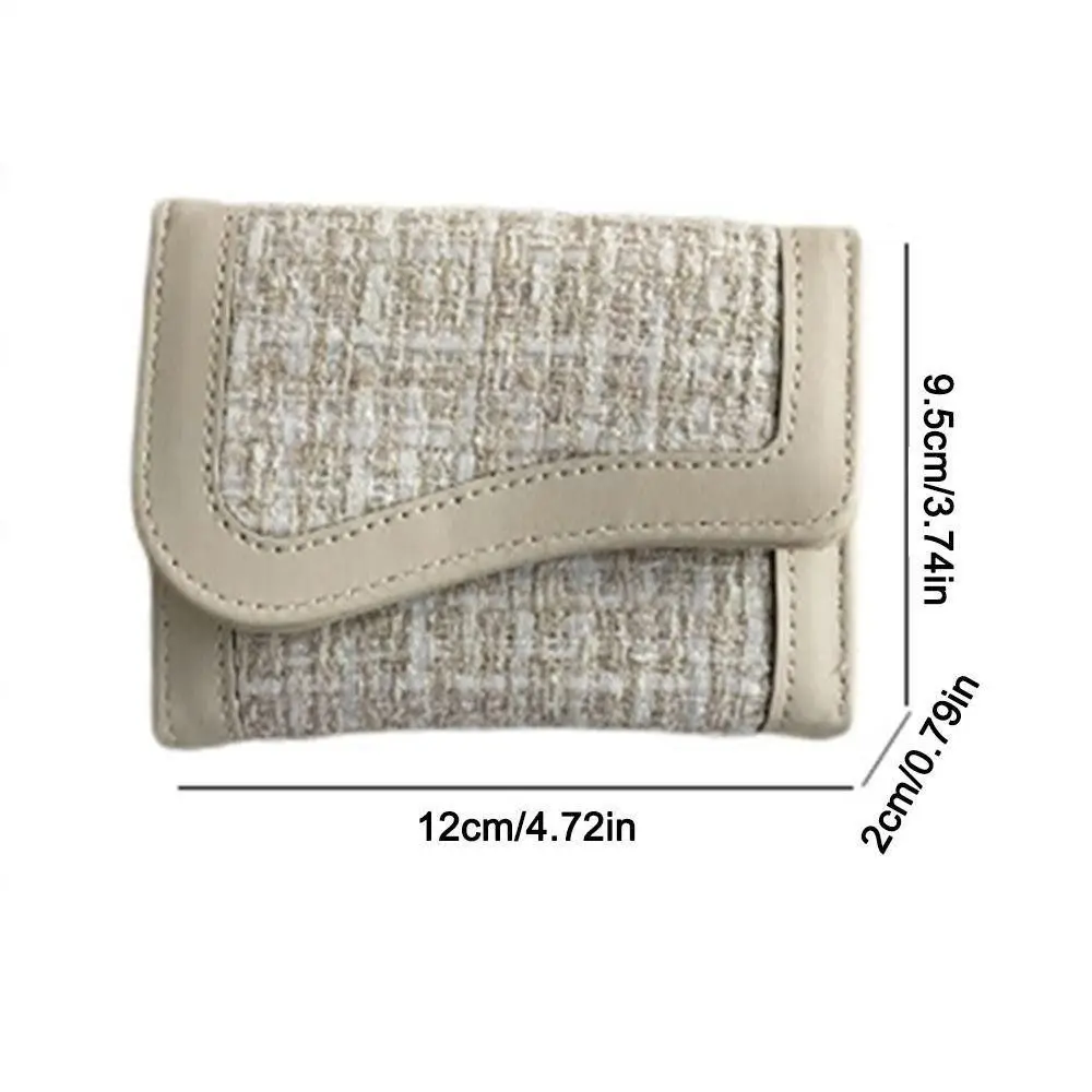 Fashion Design Korean Style Women's Wallet Cloth PU Card Holder Large Capacity Short Clutch Card Bag Outdoor