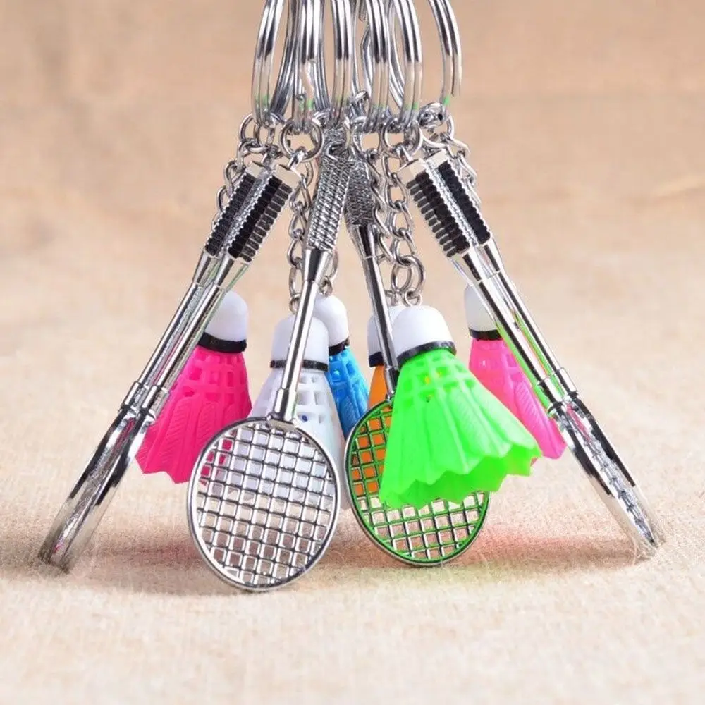 Cute Women Men Mini Sports Charm Fashion Gifts Badminton Pendant Keyring Badminton Racket Key Chain Key Ring Keyfob Key Holder
