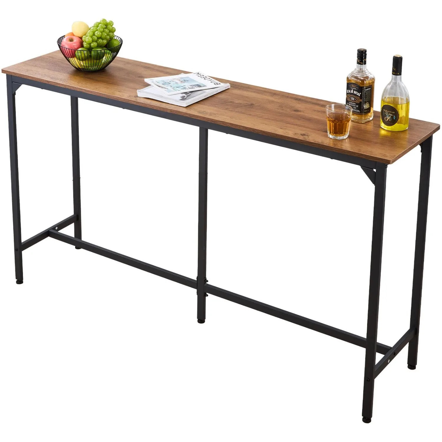 Bar Table, Sturdy Metal Frame High Top Pub Table, Small Kitchen Dining, Cocktail Coffee Counter Bar Height Desk, Easy