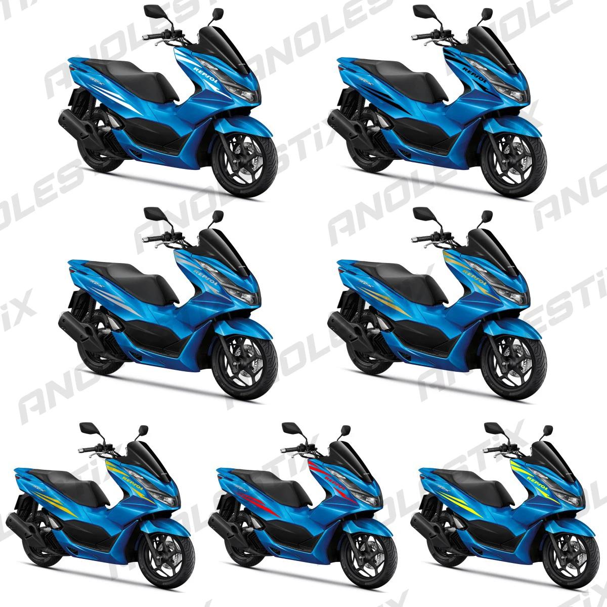 AnoleStix Reflective Motorcycle Body Waterproof Decoration Stickers Fuel Tank Pads Fairing Frosted Decals For Honda PCX 125 150
