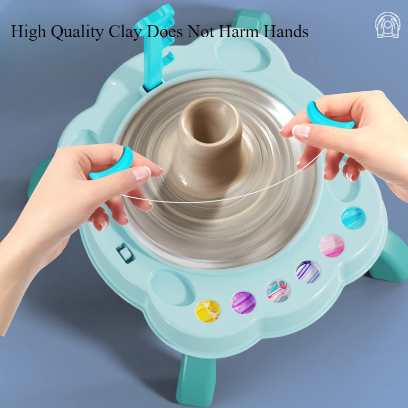 Children's Pottery Turntable Puzzle Fun Clay Sculpture Embryo Pulling Machine Craft Toys DIY Hand-painted Basin Clay Turntable