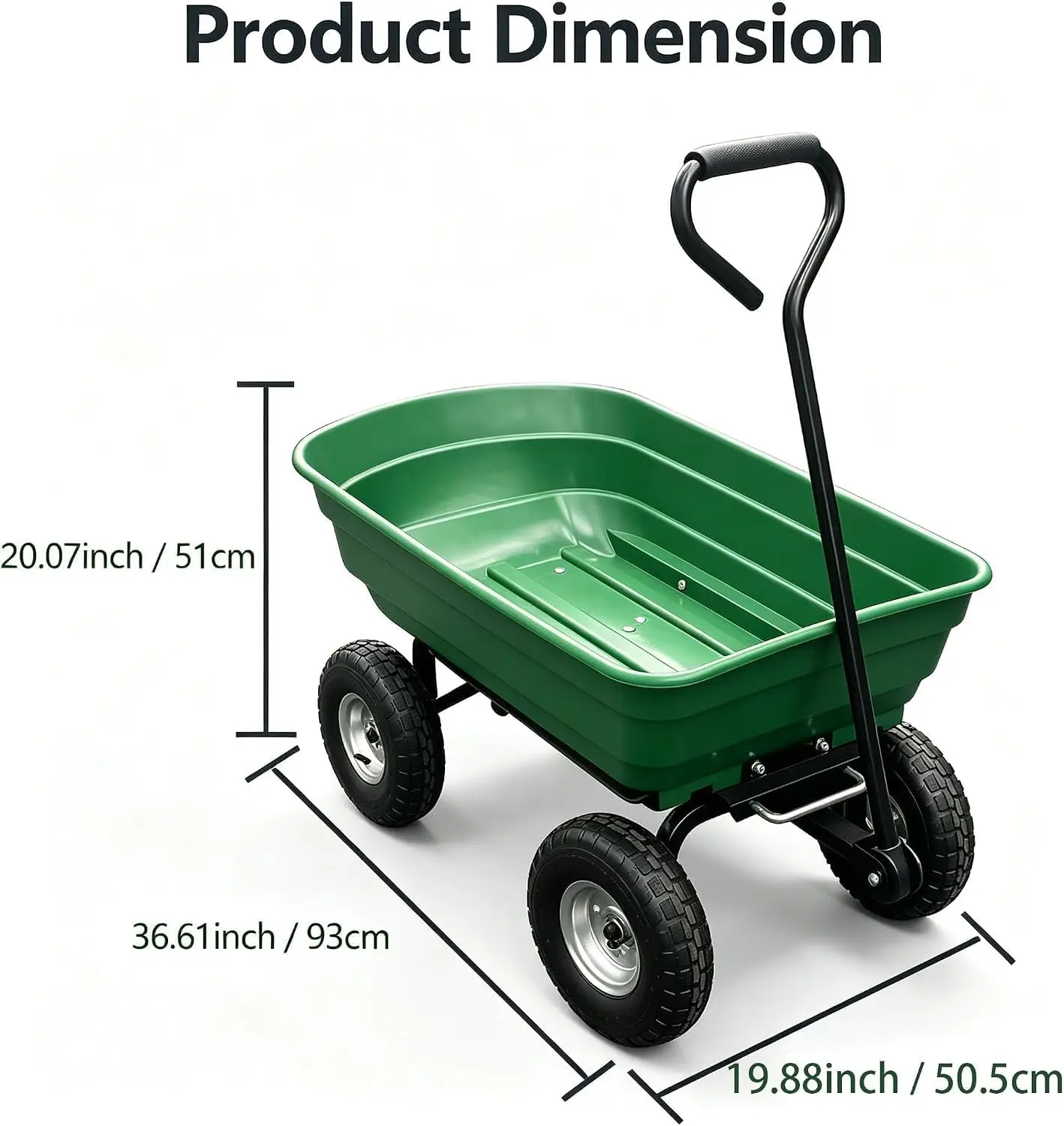 Garvee Garden Cart Heavy Duty Utility Lawn Yard Dump Cart Wagon Carrier with Sturdy Steel Frame Wheelbarrow Garden Cart  600 Lbs  4-Wheel