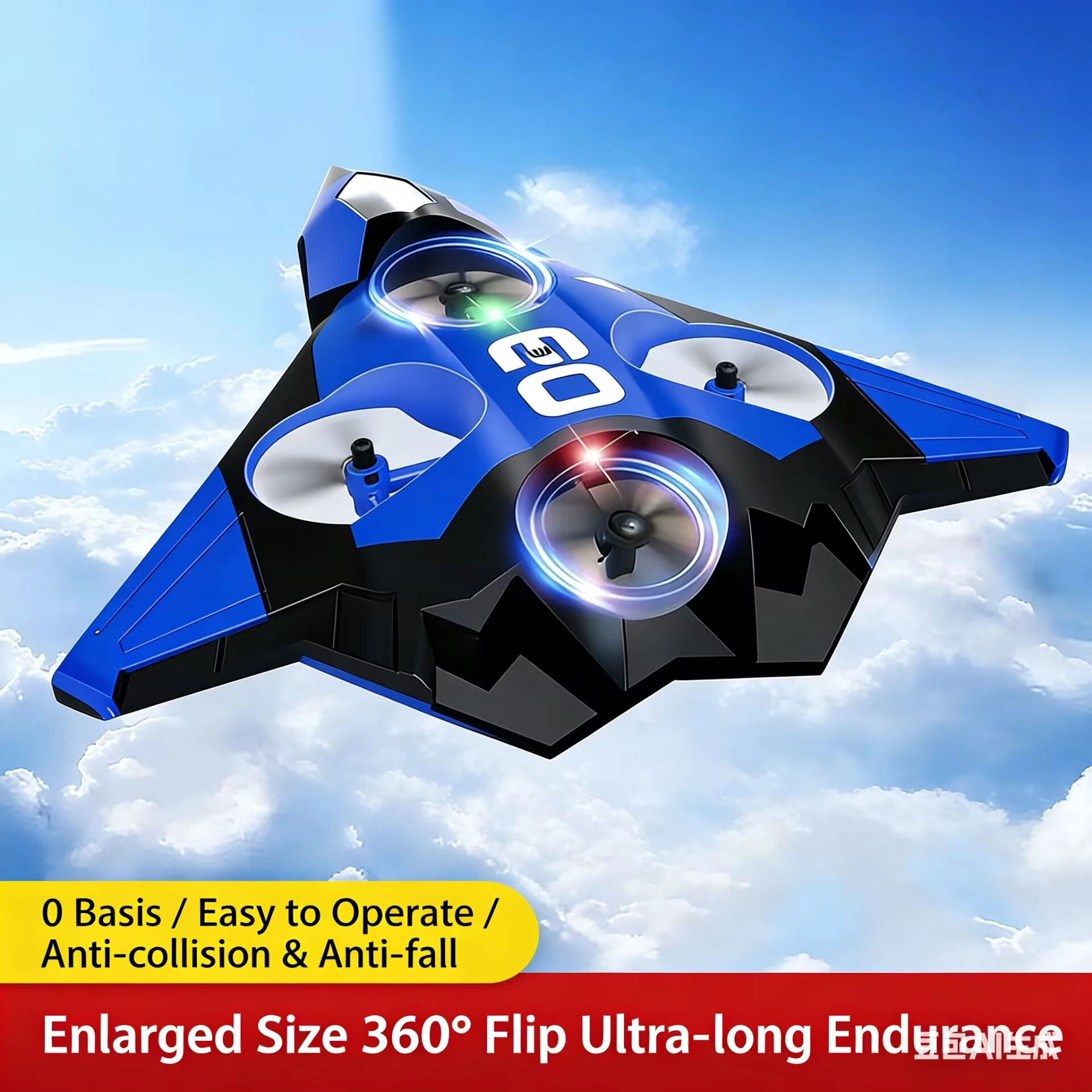 New Glider Flying 2.4G 4Motor Stability Foam Glider Stunt Remote Night Flight Aircraft with Fixed Height Helicopter for Toy Gift