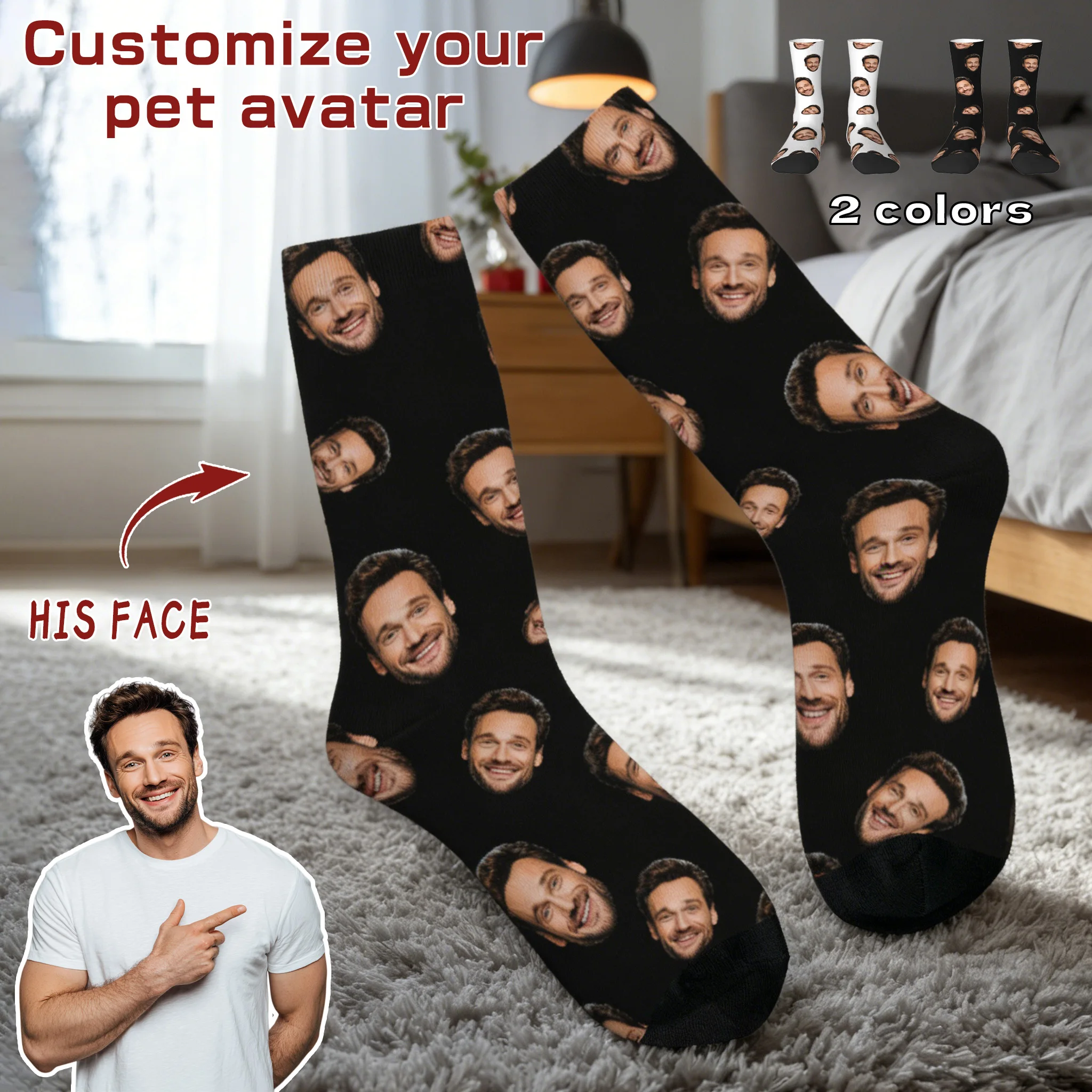 

Customized face-shaped socks Unisex customized socks Personalized picture socks Photo socks Customized socks as gifts