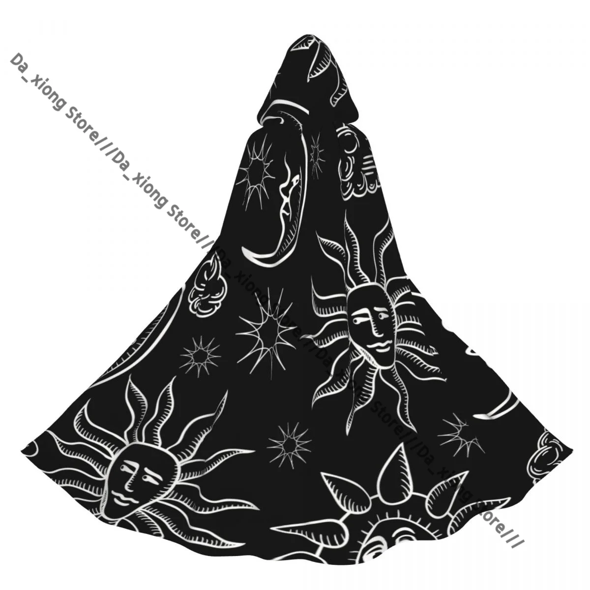 

Unisex Halloween Cloak Sun And Moon Cape Hooded Medieval Costume Witch Wicca Vampire
