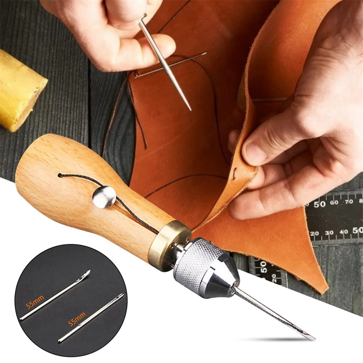 Leather Sewing Awl Kit Craft Tools Hand Sewing Machine Lock Stitcher Thread Needles Set DIY Shoemaker Canvas Repair Tool