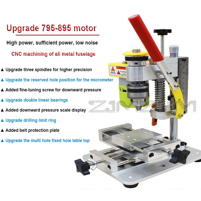 Mini Drill Press Precision CNC Table Drilling Machine Portable Benchtop Driller B10 Chuck Metal Wooden DIY Crafts Tool 795 Motor