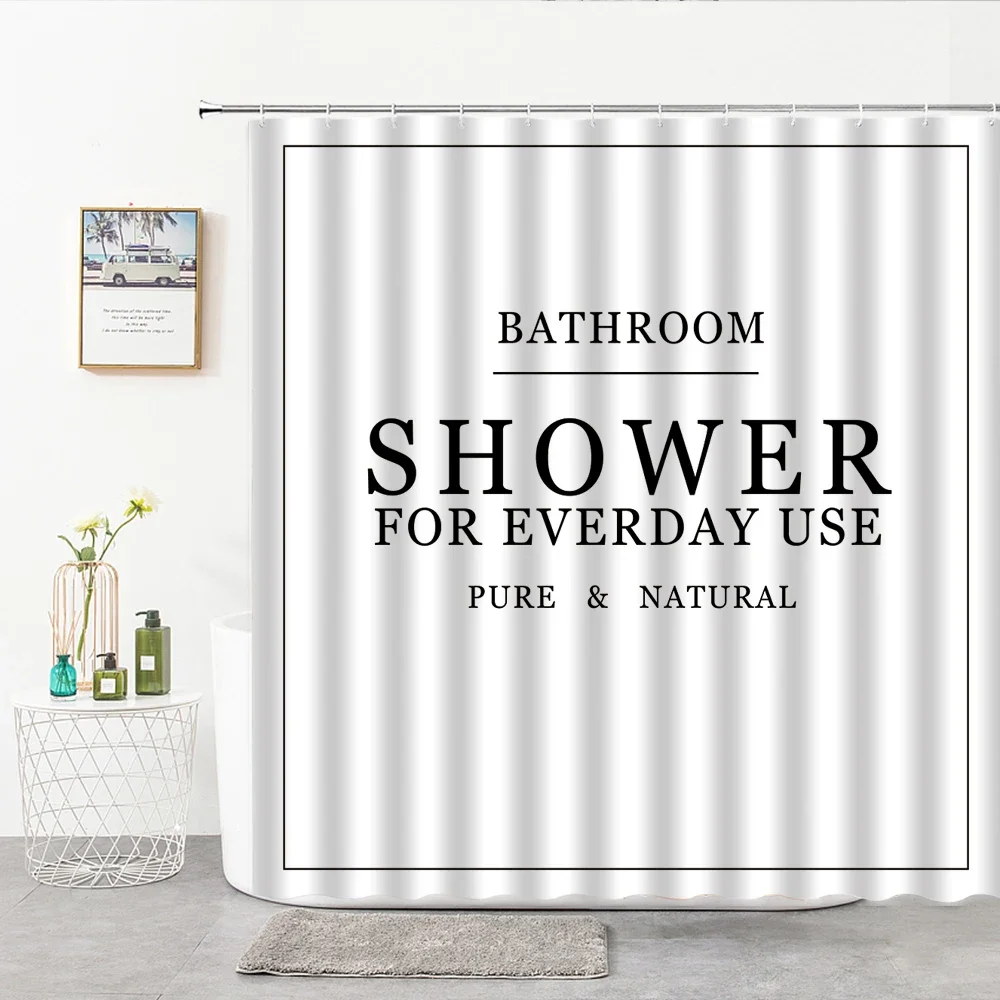 Letter Shower Curtains Simple Nordic Art Design Bathroom Curtain Home Decor Bath Screens Bathroom Accessories Polyester Fabric